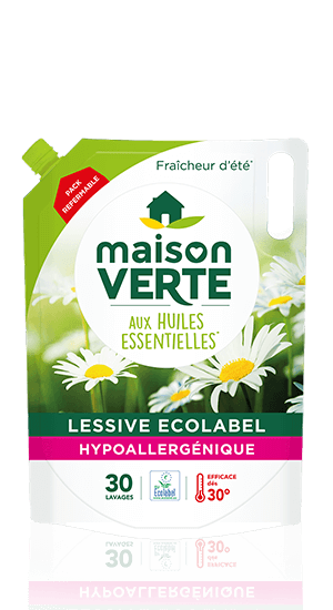 Maison Verte - Lessive Liquide - Eco pack - Peaux Sensibles - aux Huiles  Essentielles - Amande Douce - 30 lavages - Fabriqué en France : :  Epicerie